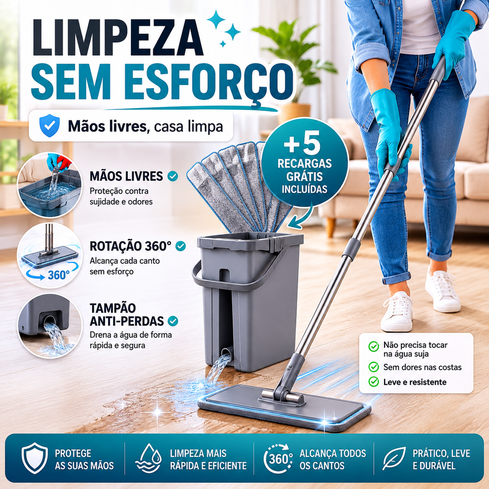 SparkClean™ — Chão Brilhante em 5 Minutos, Sem Torcer, Sem Agachar | + 5 Recargas GRÁTIS